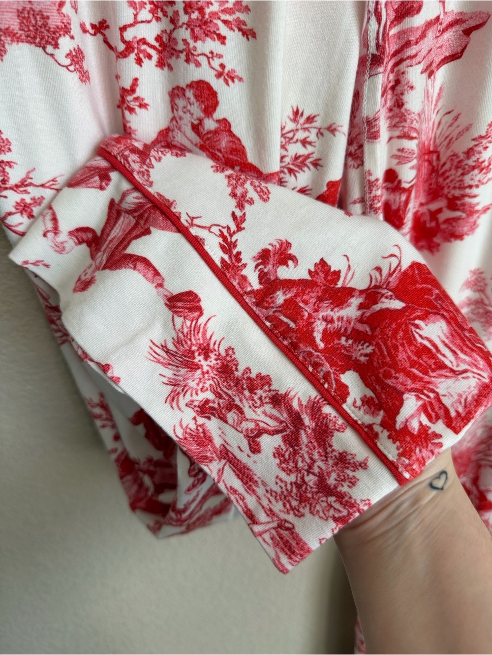 The Cat's Pajamas Idle Hours Red Toile Pima Knit Pajama Set Small Long Sleeve - Picture 12 of 16